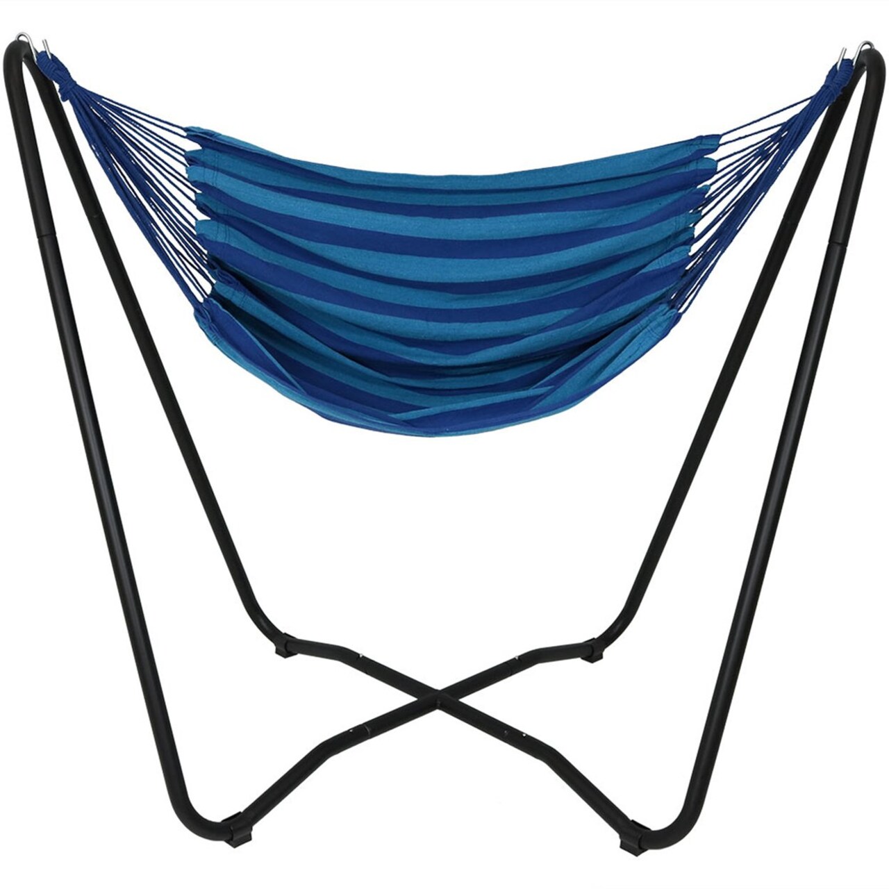 Sunnydaze Cotton Hammock Chair With Space Saving Steel Stand - Beach Oasis